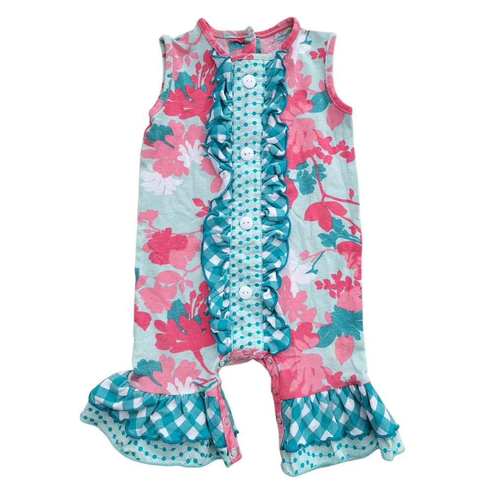 Ricerace & Ruffles Baby Girl 12M Floral‎ Ruffle Sleeveless Romper Jumpsuit